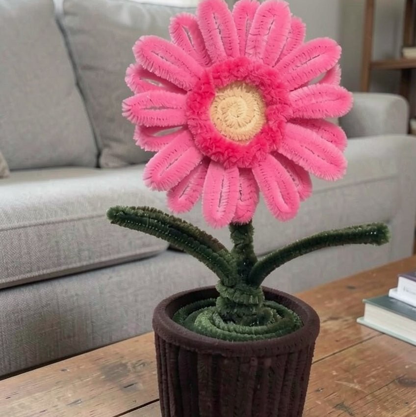 Raani Handcrafted Pink Gerbera Pot - Bloom Forever Studio
