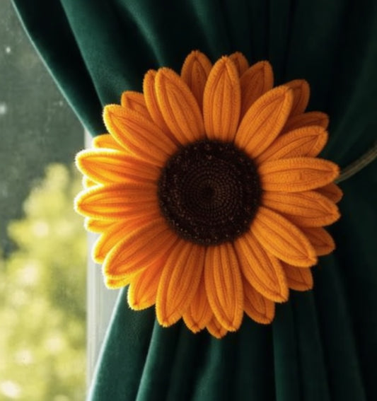 Dhoop ki Pakad – Sunflower Curtain Tieback (Two Flowers)