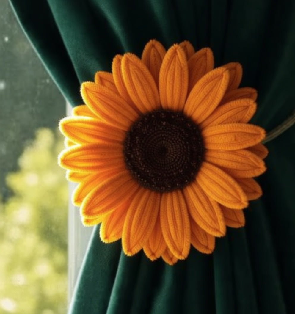 Dhoop ki Pakad – Sunflower Curtain Tieback (Two Flowers) - Bloom Forever Studio