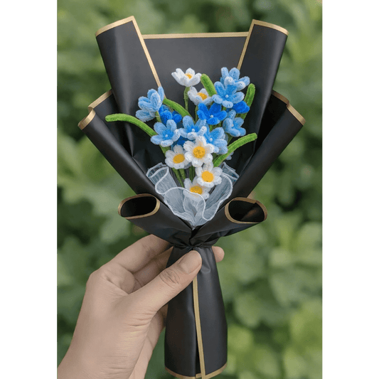 Mini Blue & White Flower Bouquet - Bloom Forever Studio