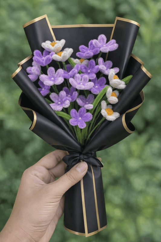 Mini Purple & White Flower Bouquet - Bloom Forever Studio