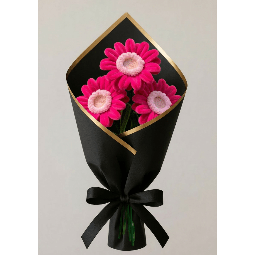 Three Pink Sunflower Bouquet - Bloom Forever Studio